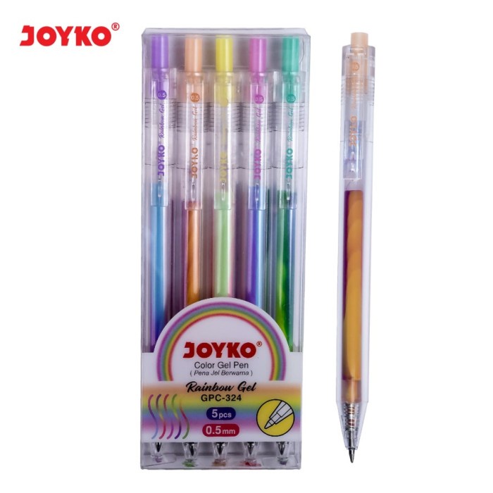 

Limited Color Gel Pen Pena Jel Warna Joyko Gpc-324 Rainbow Gel 5 Warna 0.5 Mm Bagus
