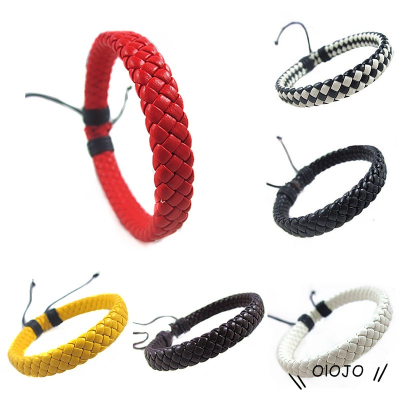 COD Gelang Pria Fashion Korea Tenun Tangan Kulit Bangle Perhiasan Yang Dapat Disesuaikan