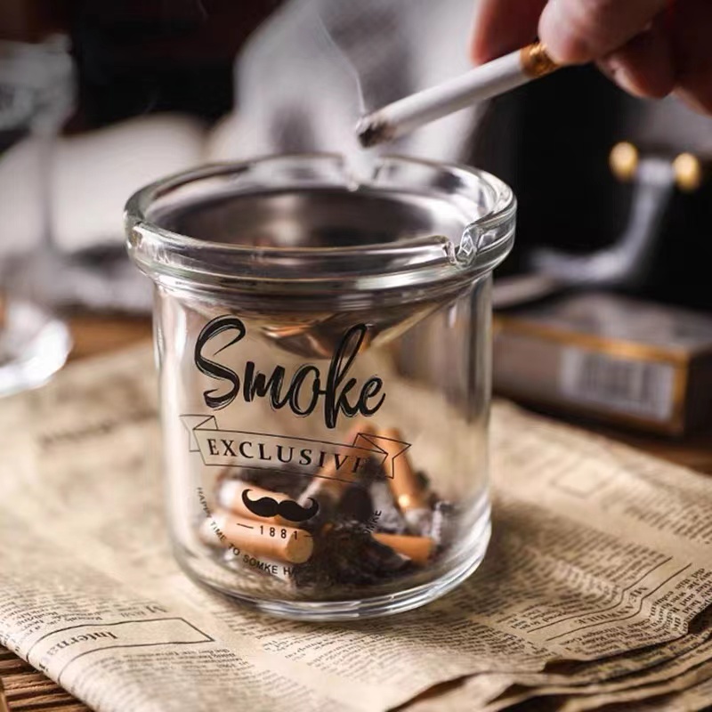 Glass Ashtray Modern Industrial / Asbak Rokok Kaca Transparan H402