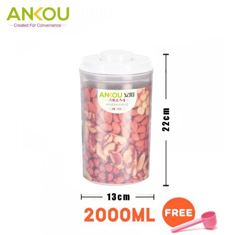 Ankou Toples Bulat Susu Bubuk dan Makanan Air Tight - 2000ml / 2 L