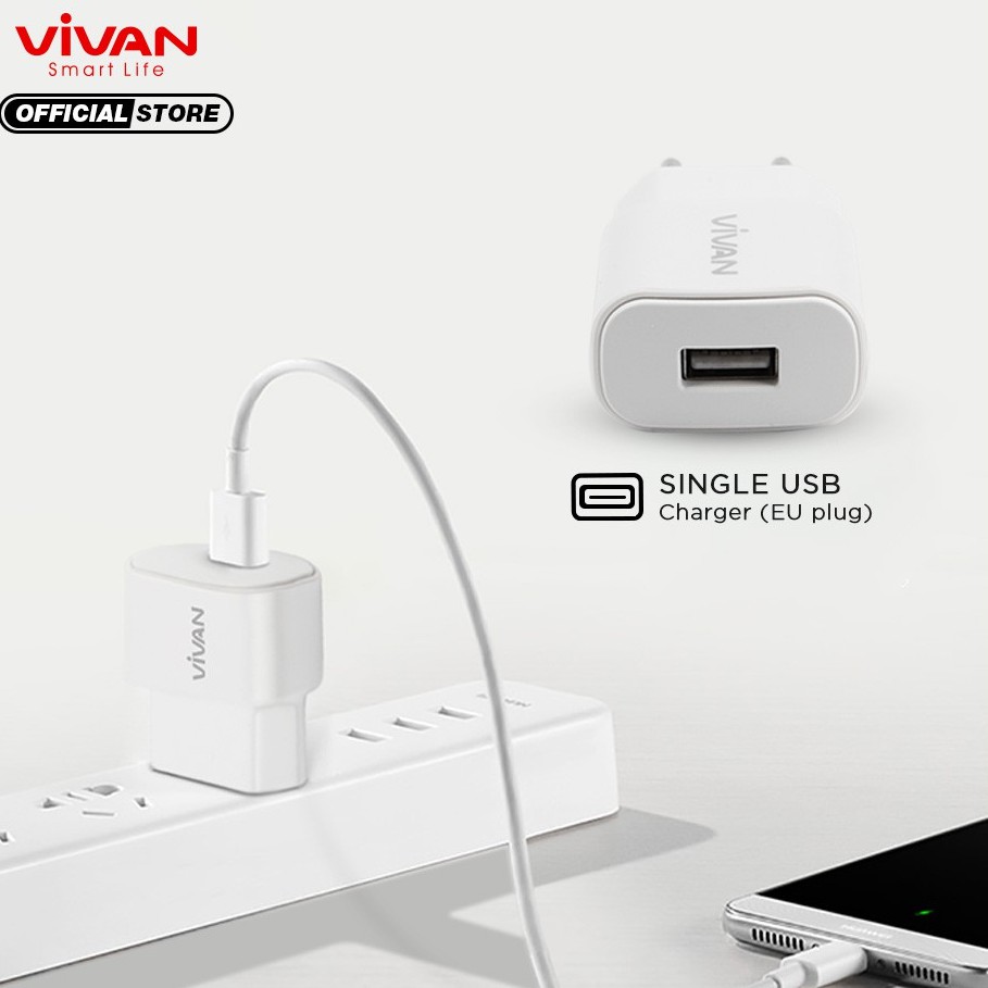 Charger VIVAN Power Oval 2 Original 2A Quick Charging Fast Charging  - Garansi Resmi 1 Tahun