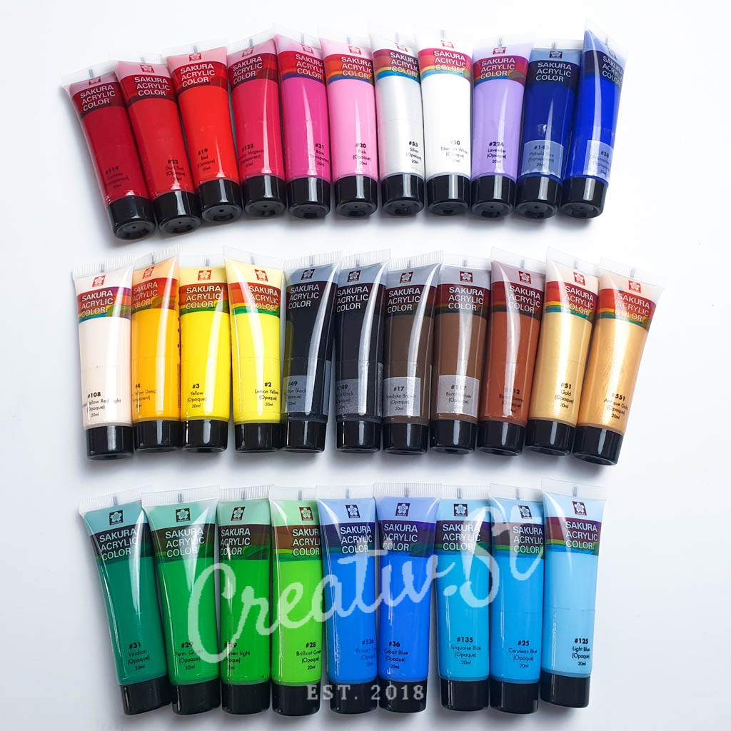 

Sakura Acrylic 20 Ml Paint Acrylic Colour Part 2 Brown Black White Gold Cat Akrilik Lukis