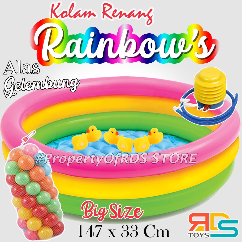 Jual Intex Kolam Renang Anak Murah Jumbo 3 Ring Pool Motif Pelangi Alas ...