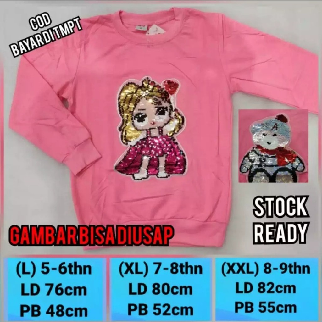 Sweater anak perempuan/switer/Sweater anak/Swaeter Sequin/Premium/4-10 tahun #COD