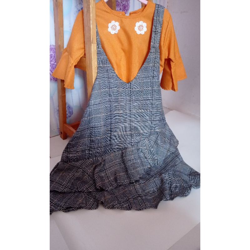 overall dress anak perempuan 8 - 9 tahun