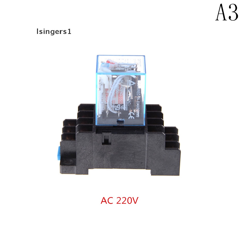 (lsingers1) My4nj Coil Power Relay DIN Rail Mounted 14 Pin 4PDT 12v / 24v / 220v