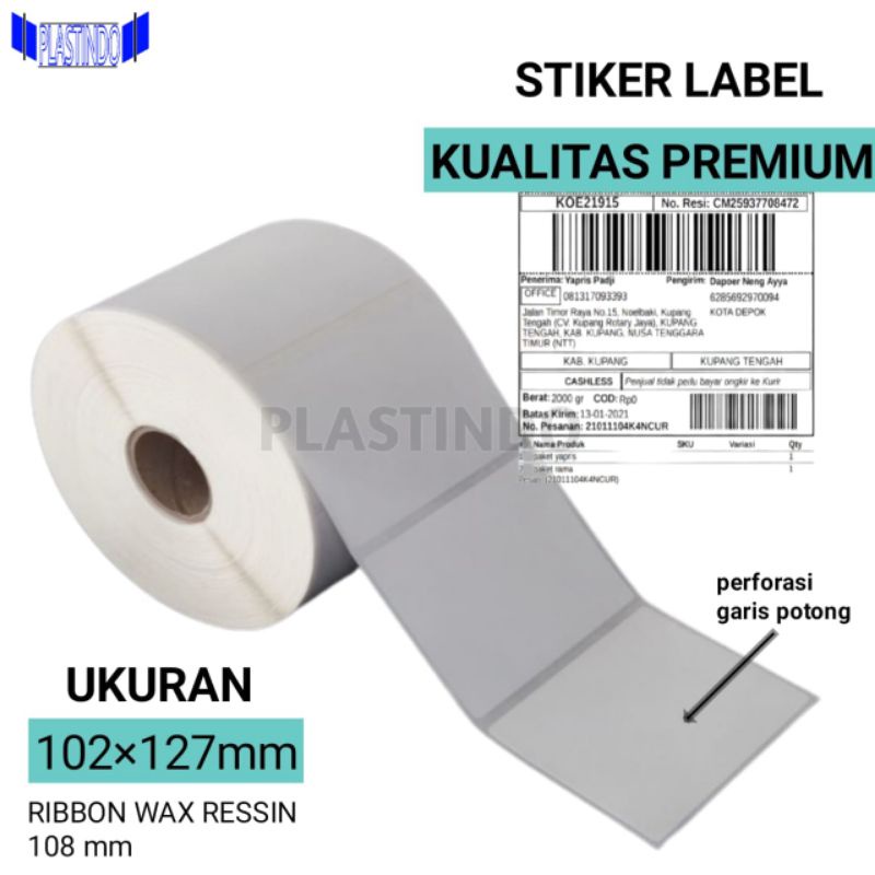

LABEL STIKER RESI JNE 1250 PCS 102×127 PLUS RIBBON/BARCODE STICKER JNE