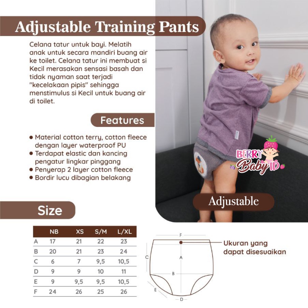 Cuddle Me Adjustable Training Pants Celana Potty Baby Toilet Training ATP Bayi CME008 Berry Mart