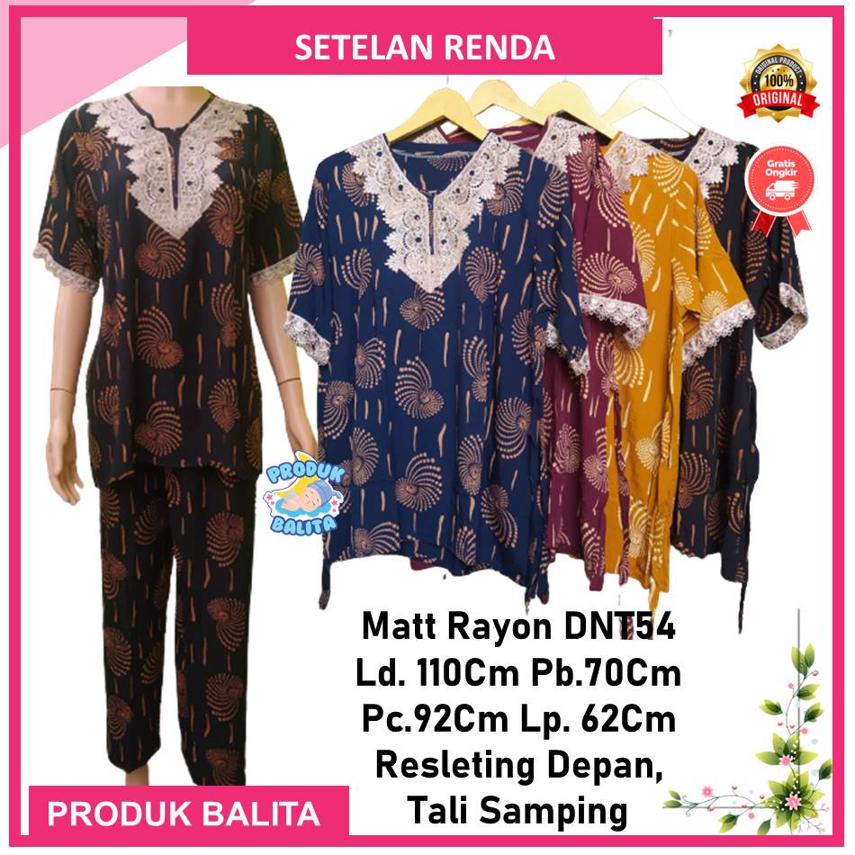 Setelan Renda Arab Termurah Resleting Depan Setelan Lengan Pendek Rayon Premium Piyama Kekinian