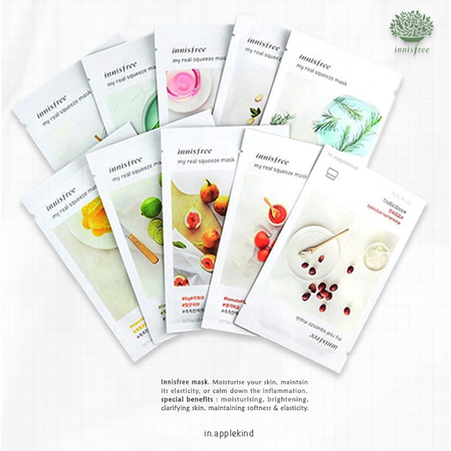 SALE INNISFREE It's real squeeze mask - ORIGINAL Masker Wajah / Sheet Mask Korean beauty. Masker waj
