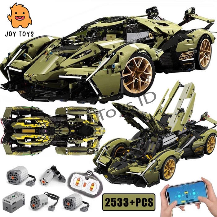 Mainan Brick Moyu Lamborghini V12 Vision GT Supercar Hijau