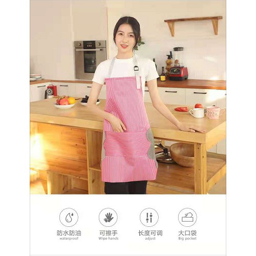 Celemek  Dapur Anti Air   Minyak bisa  Lap Tangan Bahan PREMIUM   / Celemek Anti Minyak Air  / Apron Masak Anti Minyak /Celemek Salur / Celemek Masak Lap  Celemek Masak Dapur Oxford Cloth Apron Masak Tahan Air &amp; Minyak BAHAN TEBAL - Motif Garis