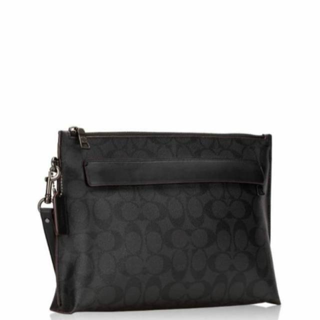 Tas Coach f39763 Carryall Pouch Signature Black New Original