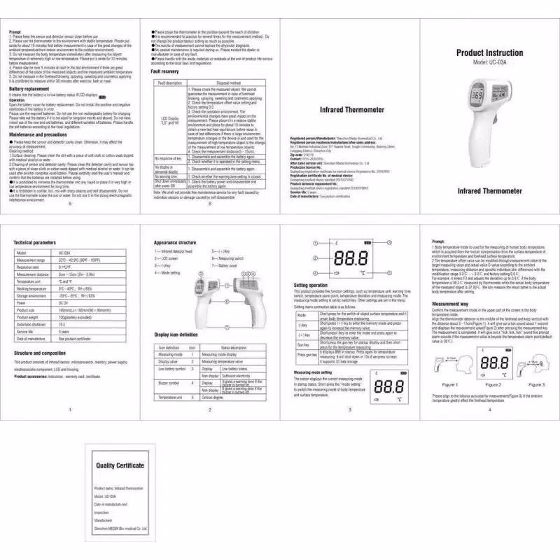 Termometer Digital Suhu Badan Tubuh Thermometer Infrared Thermo Gun Yiercom