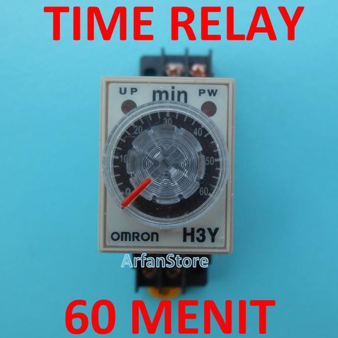 TDR 60 Menit Time Delay Relay Timer Penunda Waktu AC 220V H3Y-2 Omron