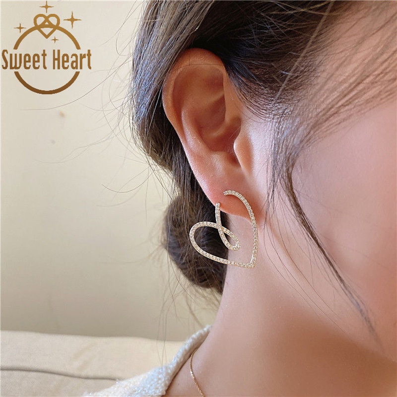 2021 Metal Love Earrings Trendy Korean Temperament Earring Female Niche Design Sweet Heart Jewelry