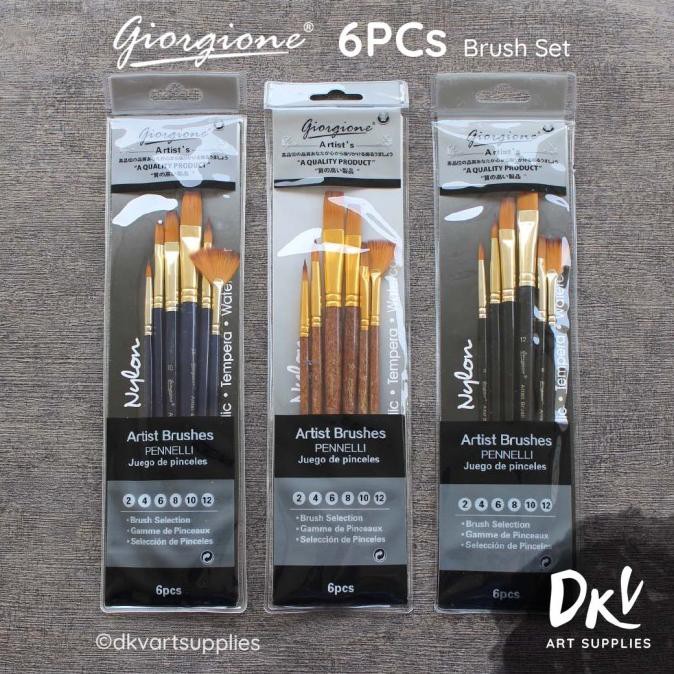 

PERALATAN MELUKIS GIORGIONE BRUSH SET 6 PCS G-6030H KUAS LUKIS NYLON ALAT LUKIS