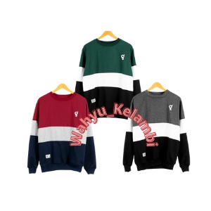 Sweater Crewneck Pria Wanita Kombinasi Switer Cowok Cewek Sweatshirt Premium Distro