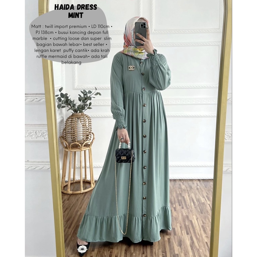 AIDA DRESS / GAMIS WANITA | new arival Lengan Panjang Baju Remaja Wanita Gamis Lebaran Model Sekaran