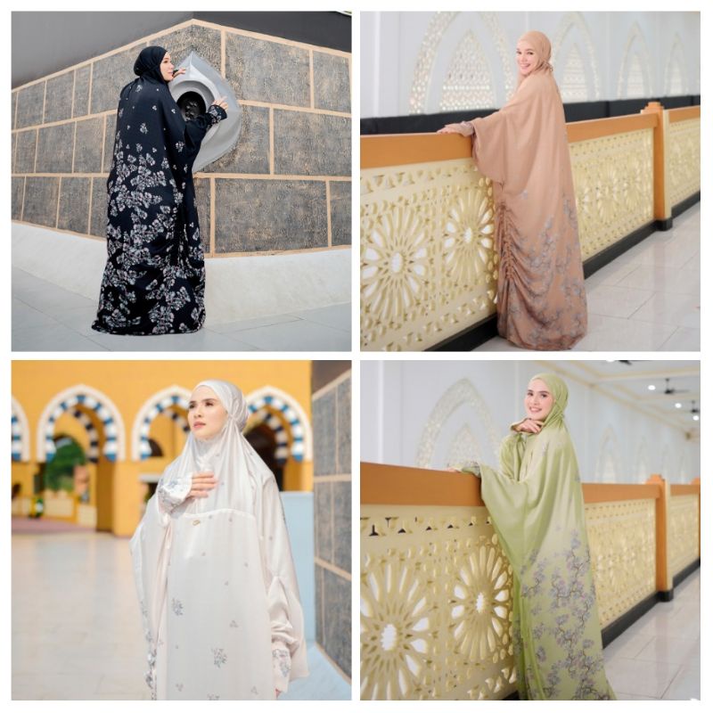 DOA ABAYA CALANTHA PRAYER  ROBE WITH ALQURAN LIME, BLACK, CHAMPAGNE, BROKEN WHITE MUKENA MAHAR DEWI 