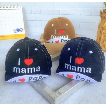 JUNE COLLECTIONS TOPI BASEBALL FASHION ANAK BAYI LIPAT BORDIR I LOVE PAPA MAMA UNISEX #TP02 LOVE PAPA MAMA-1