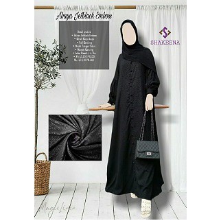 Abaya Jetblack Emboss / Abaya Hitam Kancing / Abaya Tangan Balon / Gamis Kancing