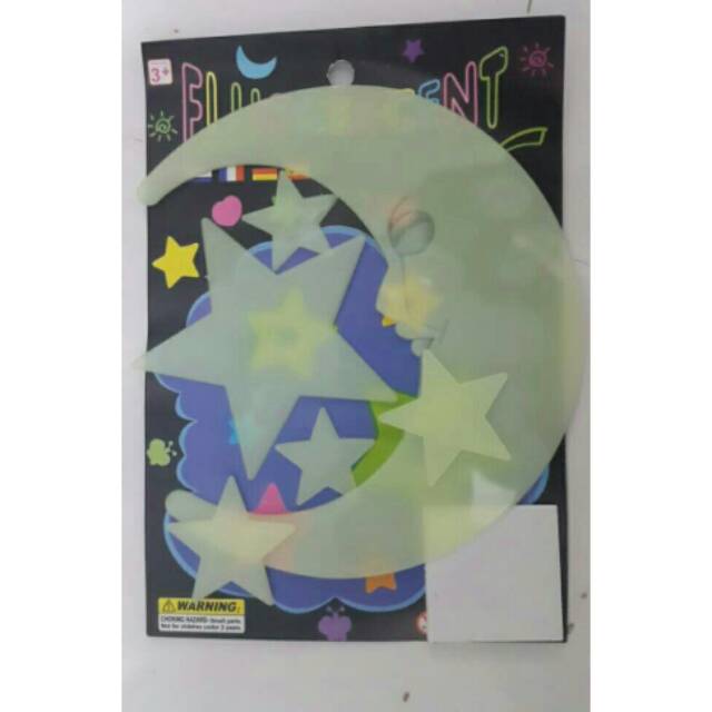 Sticker Glow In The Dark Stiker Fosfor Fluorescent Balon Udara Smile Star Rainbow Angel Flower Bunga