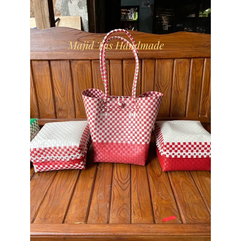 Tas Souvenir / Tas Besek Isi 2 Tumpuk / Besek Set Isi 2 / Souvenir Lebaran / Keranjang Serbaguna