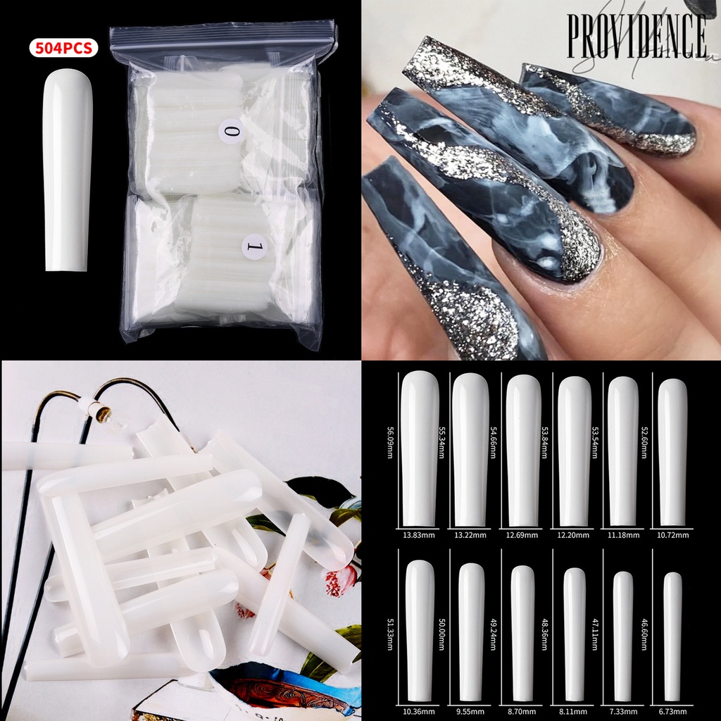 Providence 504pcs / Set Kuku Palsu Full Cover Super Panjang Untuk Manicure