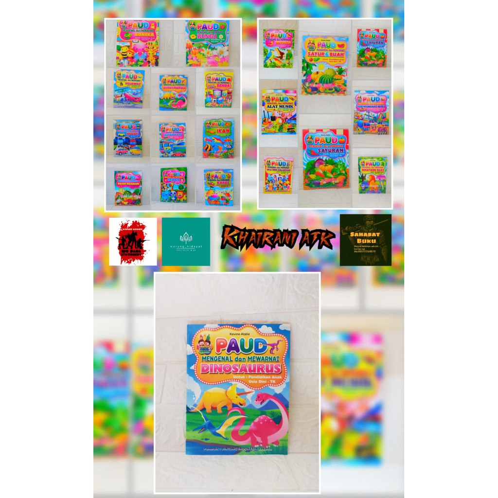 

4 PCS CAMPUR MOTIF BUKU MENGENAL&MEWARNAI PAUD&TK DAN SD DINOUSAURUS DLL