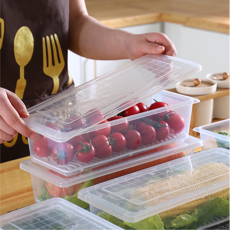 [Featured] Refrigerator Freezer Plastic Storage Box / Fresh Food Storage Container With Lid / Kitchen Transparent Storage Box With Lid