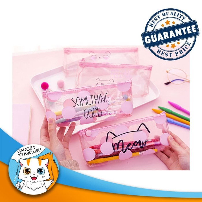 

BEST SELLER GLITTER KITTY PENCIL CASE / TEMPAT PENSIL MOTIF KUCING PINK UNIK LUCU