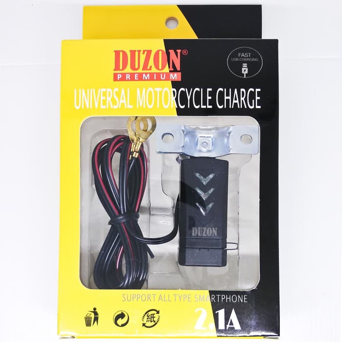 Duzon Charger Motor Usb Hp Anti Air 2A Waterproof Handphone On Off