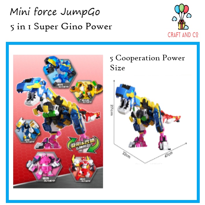 Mainan anak robot figure mecha 5in1 Mini force miniforce Jumpgo ORI