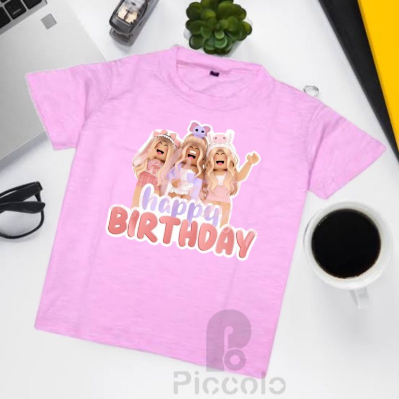 baju kaos anak anak roblox gril/kado ulang tahun (free nama anak)