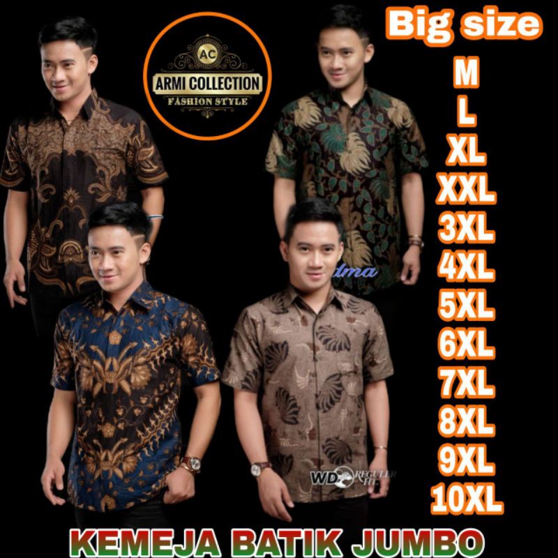 KEMEJA BATIK PRIA LENGAN PENDEK BIG SIZE JUMBO ARMI