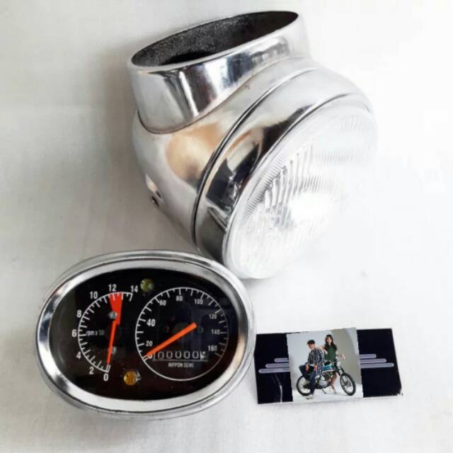 batok lampu depan CB TWIN set reflektor H4 dan spidometer