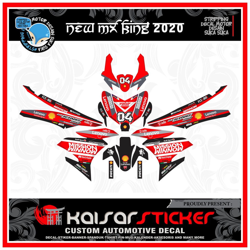 sticker striping motor yamaha Mx King 150 New 2020 Ducati Konsep Winner