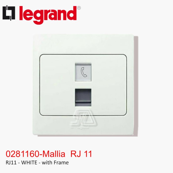LEGRAND MALLIA RJ11 WHITE WITH FRAME