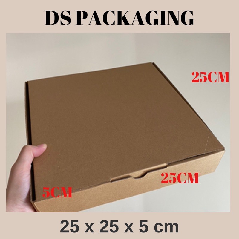 

25x25x5 CM Dus Model Kardus Pizza Box Packaging Kardus Kraft Kue Coklat Pengait Box Kemasan Tebal
