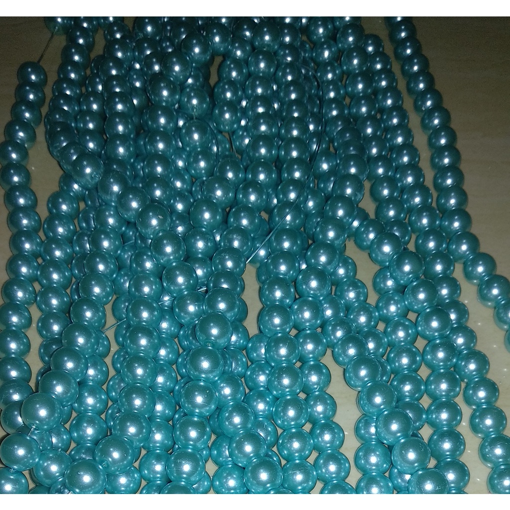 100 Gram Payet Mote Manik Mutiara Sintetis 10mm Bulat Besar Mutsin Berat Kwalitas Super BIRU