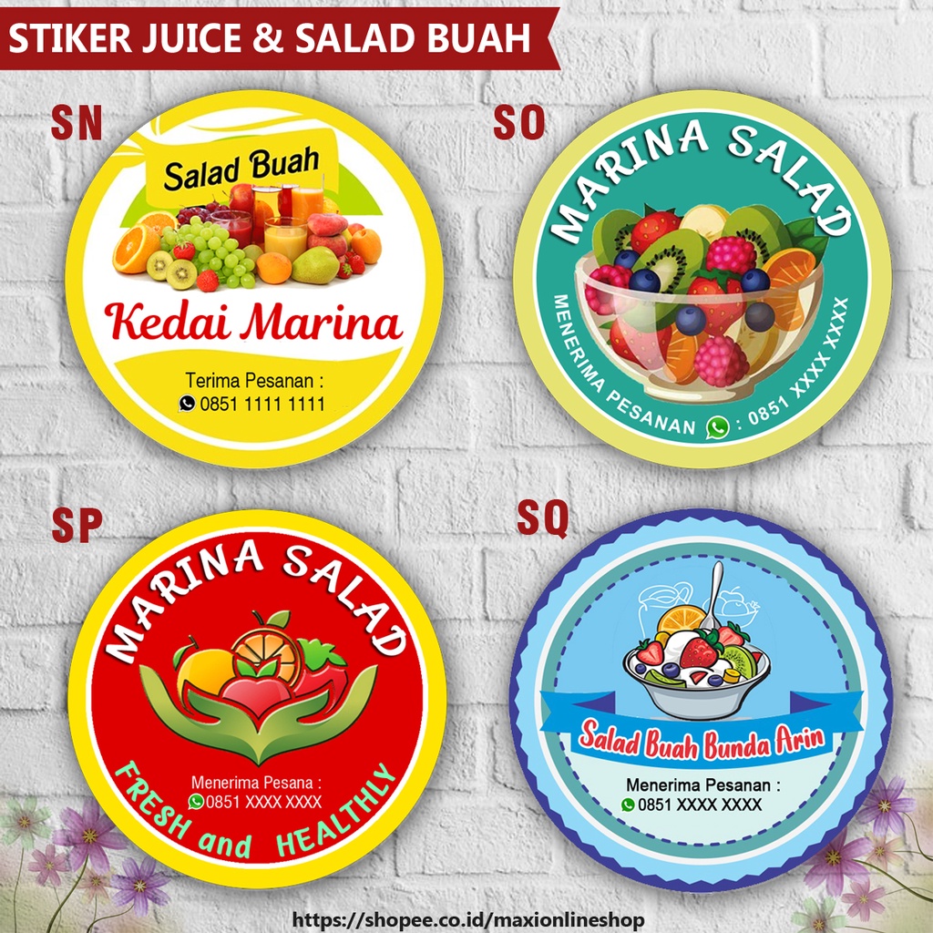 Desain dan  Cetak Label Sticker Logo Makanan Snack Salad Buah Tahan Air Isi 50 Pcs