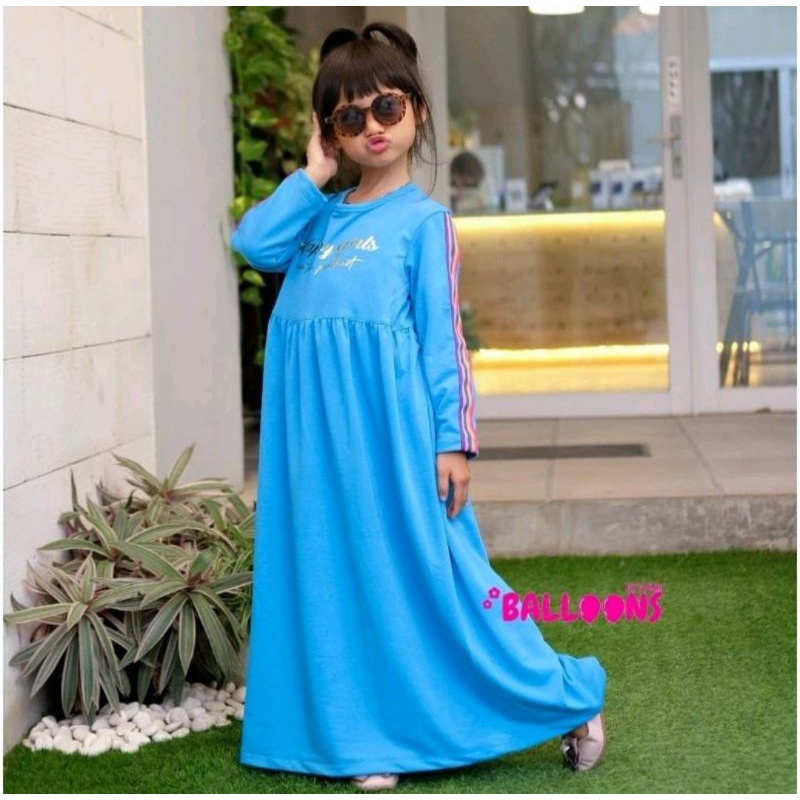 (2-7 Tahun) Long Dress Gamis Foil Anak Perempuan Cewe Usia 2 - 7 Tahun.