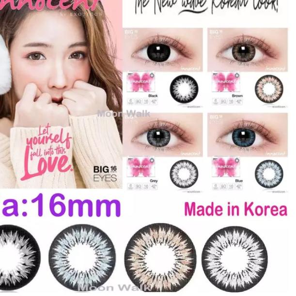 ➸ Softlens X2 INNOCENT GREY MINUS BIG EYES 16mm + TEMPAT LENSA ✥
