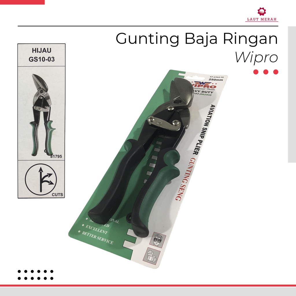 Gunting Seng / Gunting Baja Ringan / Gunting Holo Bengkok Kiri GS10-03 Wipro
