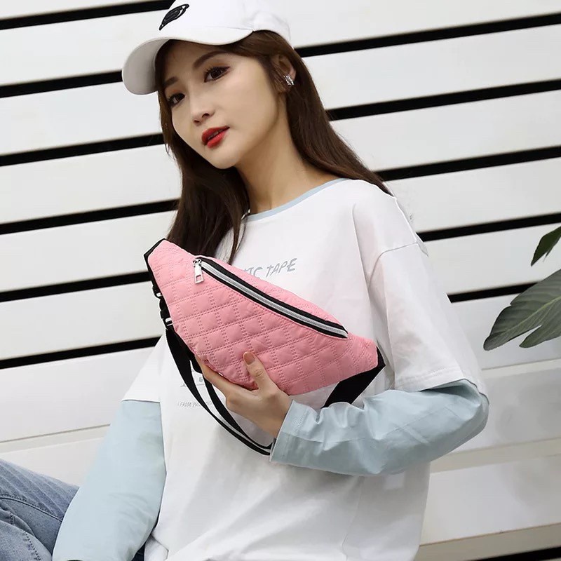 SPESIAL PROMO 7.7 - TAS SELEMPANG PISANG NAGITA WARNA HITAM, MERAH, BLUSH PINK SATU RESLETING | TAS SELEMPANG PRIA/WANITA | TAS SELEMPANG KECIL MODEL WAIST BAG UNTUK PRIA DAN WANITA