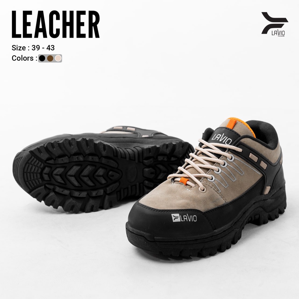 Leacer Lavio Sepatu Safety Boot Ujung Besi Outdoor Hiking Kerja Lapangan Proyek Sefty Shoes Cowok Sol Karet Anti Slip Spatu Gunung Pria Hikking