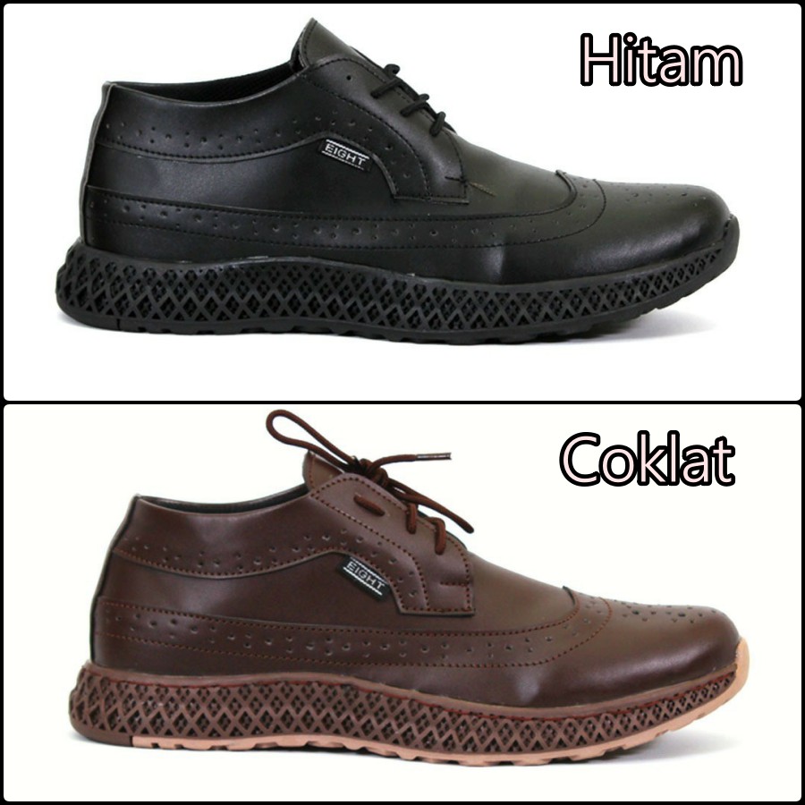 SEPATU FORMAL KERJA PRIA ORIGINAL EIGHT GAMA BLACK / BROWN