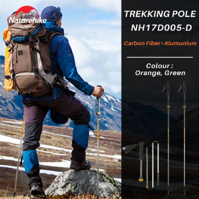 TREKKING POLE LIPAT CARBON NATUREHIKE NH17D005-D TONGKAT LIPAT PENDAKI HIKKING BERKEMAH OUTDOOR