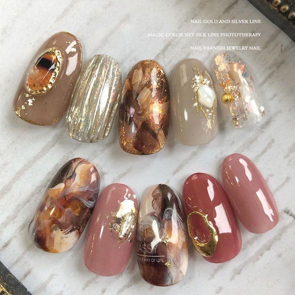 AUGUSTINA Kawat Nail Art Agustina Baru Warna-Warni Buatan Tangan Bahan Manikur Aksesoris Champagne Nail Art Tips Kuku Rhinestones